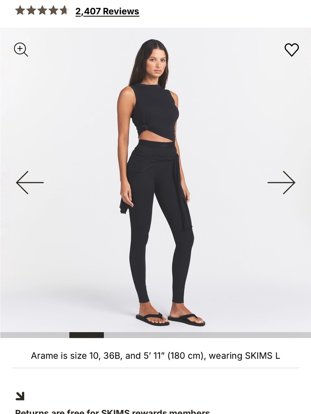 SKIMS Black High-Waist Sculpting Leggings — cotton ribbed in soot size M - Picture 3 of 4
